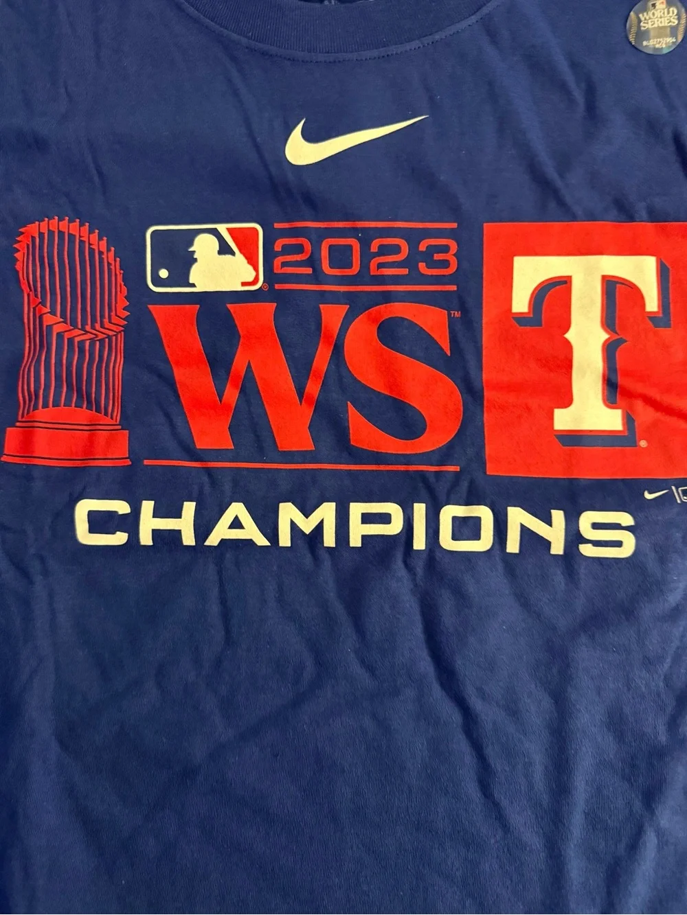 NWT Nike Texas Rangers 2023 World Series Champions T-Shirt Blue Men’s XXL